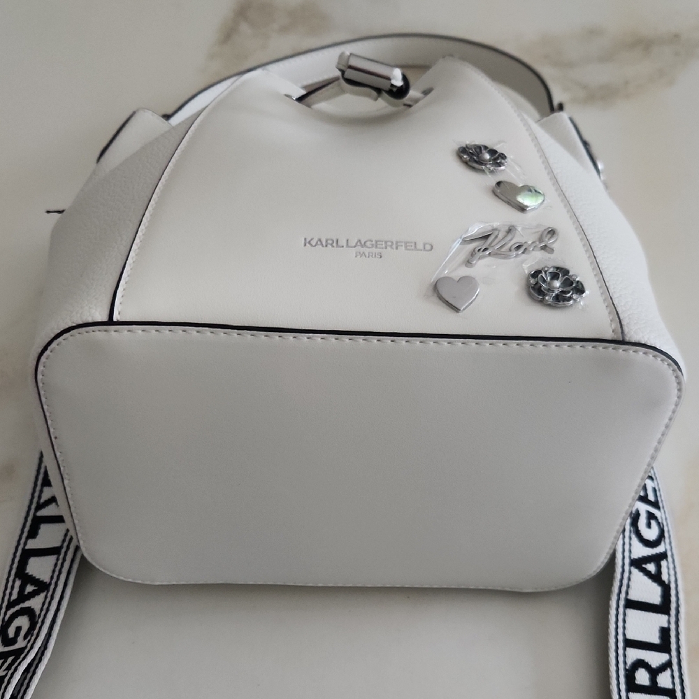 Karl Lagerfeld 2 Way Crossbody/Shoulder Bag with Logo Guitar Strap. New W/ Tags! - Picture 9 of 13